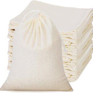 50 Pieces 4 x 6 Inches Muslin Cotton Drawstring Bags Canvas Linen Sachet Bag Reu